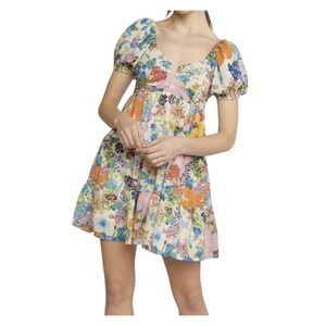 Entro Anthropologie Dress Women's Medium Mini Floral Lined Babydoll  Fairy‎
